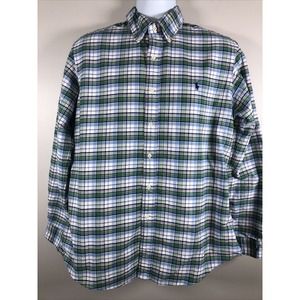 Ralph Lauren Men's Button Down Shirt Long Sleeve Size L Custom Fit Blue Plaid